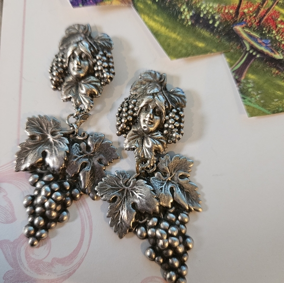 Amazing Vintage Art Nouveau Silver Plated Earrings - Picture 5 of 10